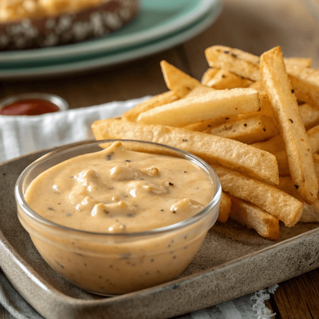 French fries dipped in Copycat Raisin Cane's Sauce