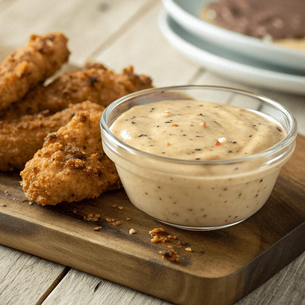 Bowl of creamy Copycat Raisin Cane's Sauce with a spoon