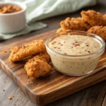 Homemade Raisin Cane’s sauce in a small glass bowl with a spoon