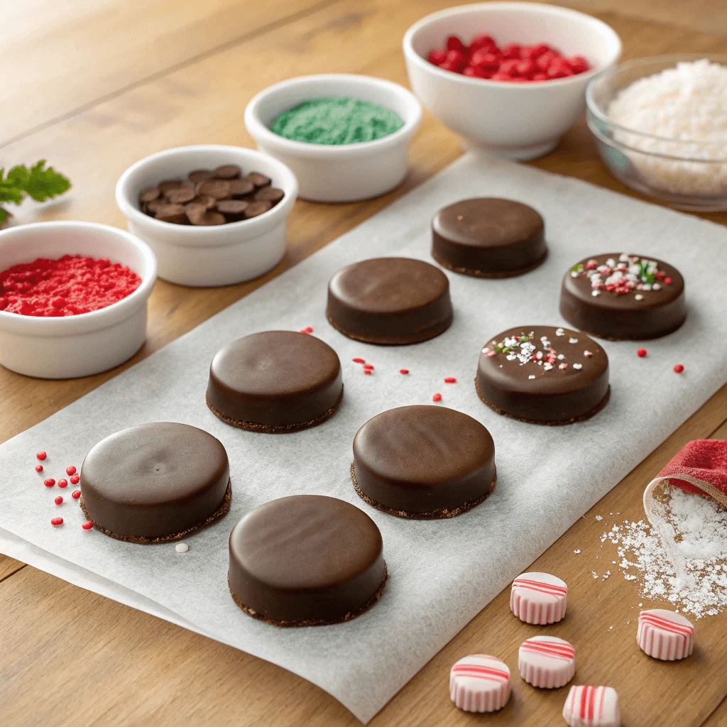 A batch of freshly made DIY chocolate covered Oreos with toppings