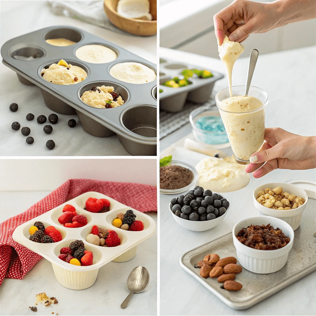 Step-by-step process of making ice cream cups at home
